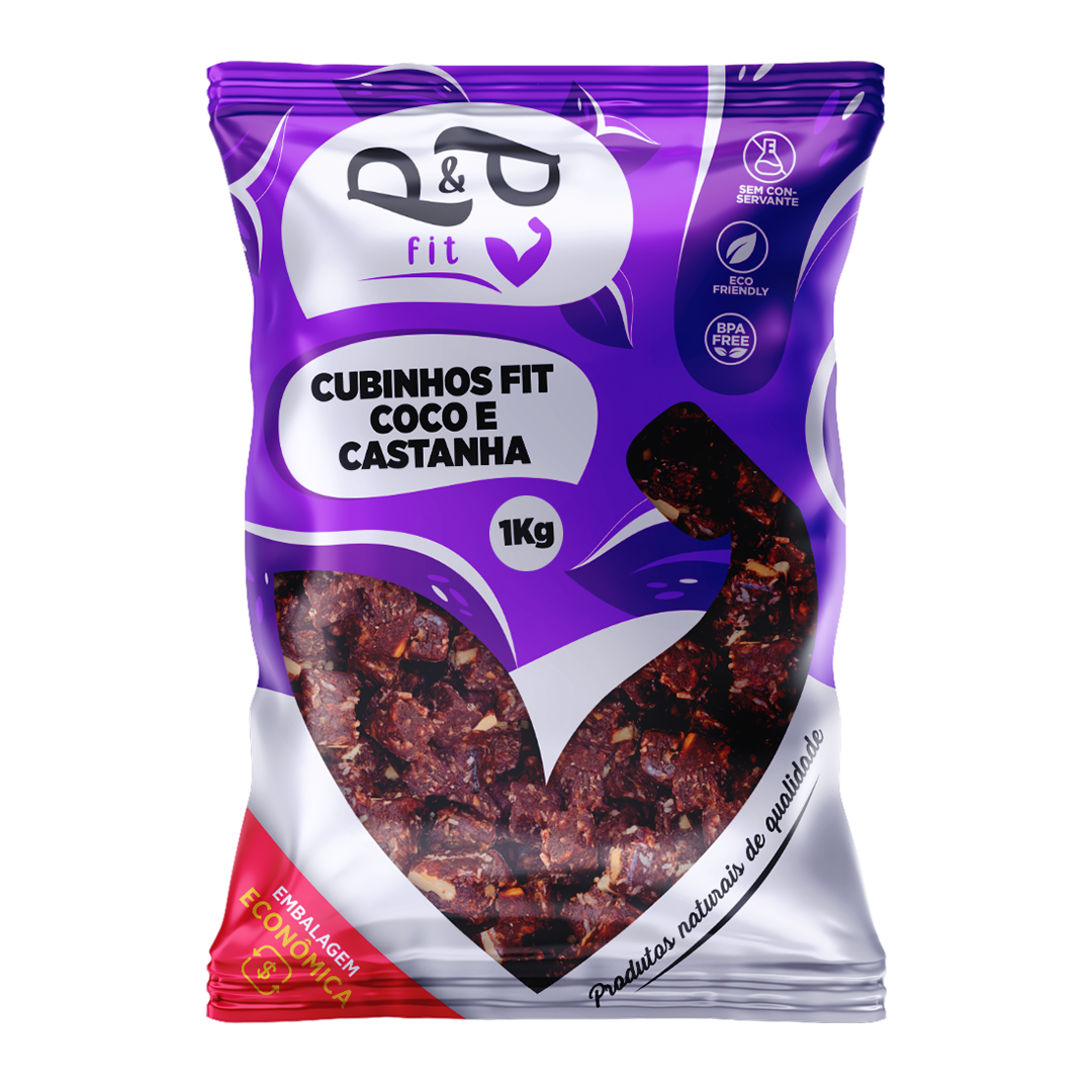 Cubinhos Fit P&P Tâmara Coco Castanha de Caju e Cacau - P&P